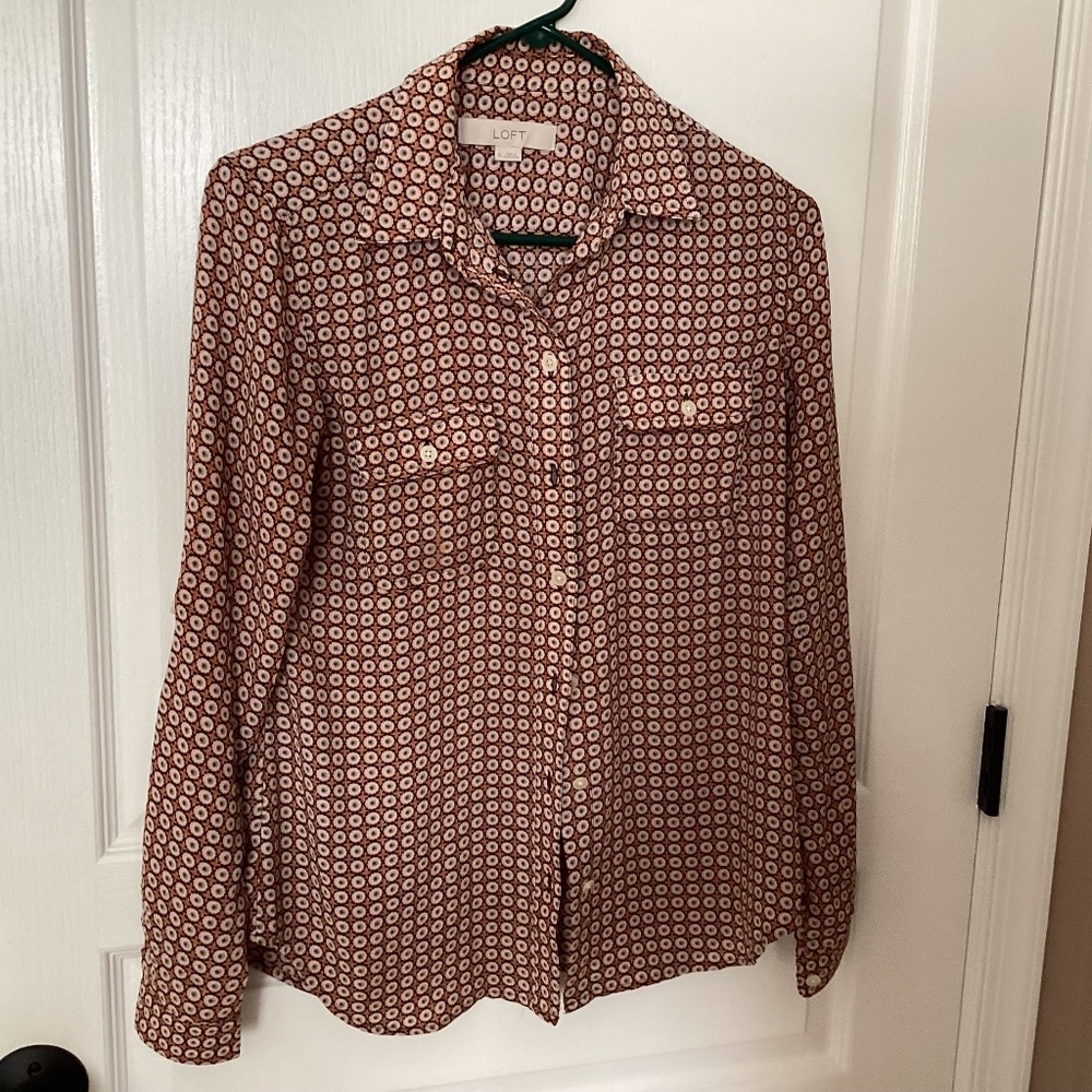 Ann Taylor Loft Printed Polyester Blouse Size XS